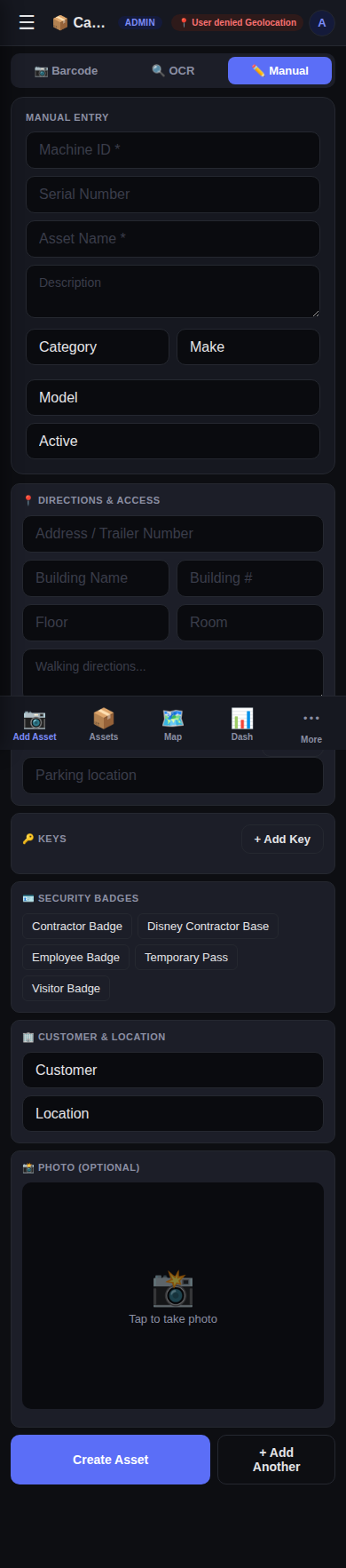 Manual Entry Form